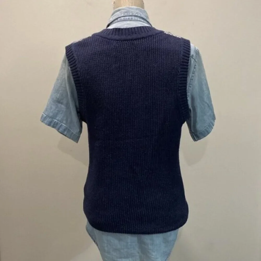 TRONATA Blue Knit Sweater Vest - Picture 8 of 15